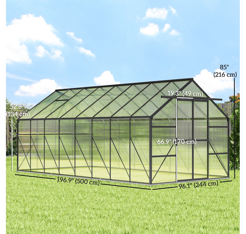 Image 938652_ALTMORE2.jpg, Product 938-652 / Price $882.99, Outsunny Aluminum Greenhouse Polycarbonate Greenhouse with Rain Gutter from Outsunny on TSC.ca's Home & Garden department