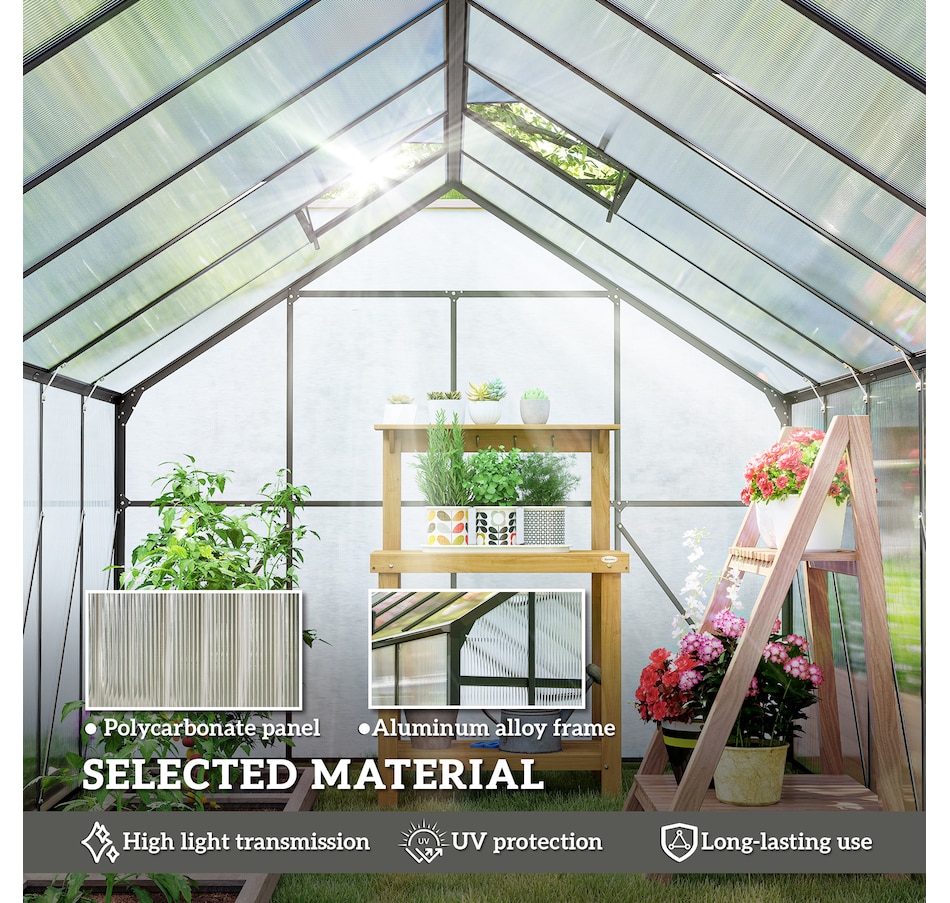 Image 938652_ALTMORE3.jpg, Product 938-652 / Price $882.99, Outsunny Aluminum Greenhouse Polycarbonate Greenhouse with Rain Gutter from Outsunny on TSC.ca's Home & Garden department