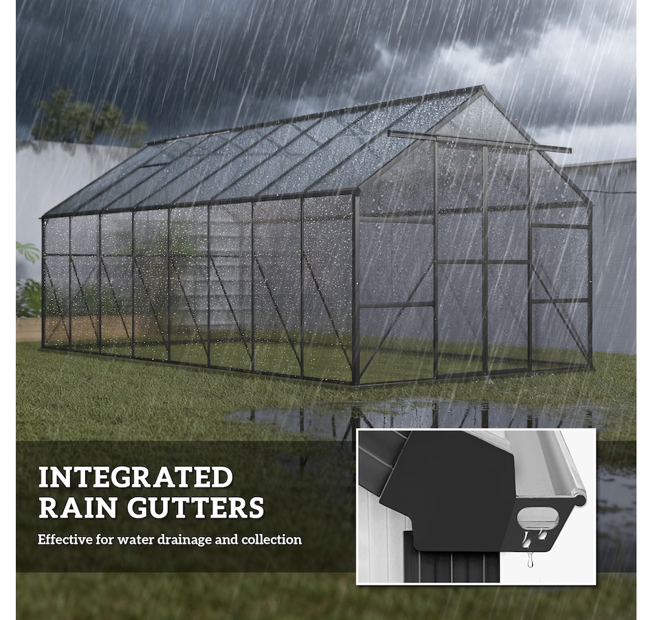 Image 938652_ALTMORE6.jpg, Product 938-652 / Price $882.99, Outsunny Aluminum Greenhouse Polycarbonate Greenhouse with Rain Gutter from Outsunny on TSC.ca's Home & Garden department