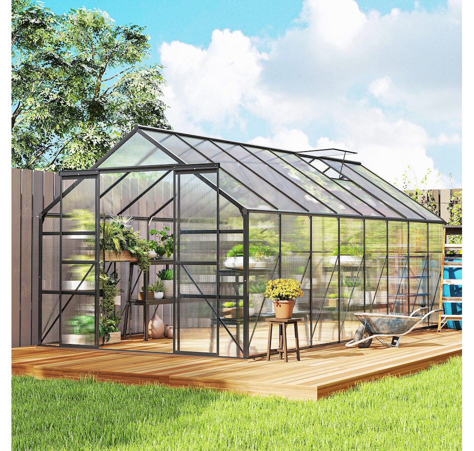 Image 938652_ALTMORE7.jpg, Product 938-652 / Price $882.99, Outsunny Aluminum Greenhouse Polycarbonate Greenhouse with Rain Gutter from Outsunny on TSC.ca's Home & Garden department