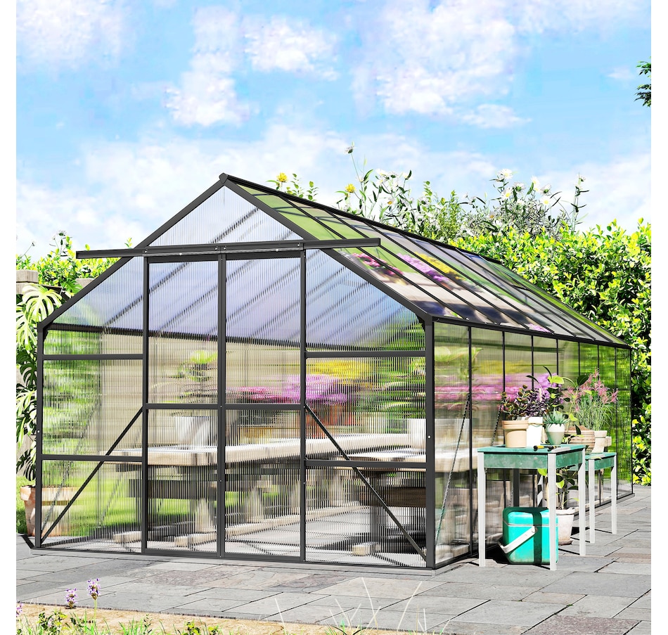 Image 938652_ALTMORE8.jpg, Product 938-652 / Price $882.99, Outsunny Aluminum Greenhouse Polycarbonate Greenhouse with Rain Gutter from Outsunny on TSC.ca's Home & Garden department