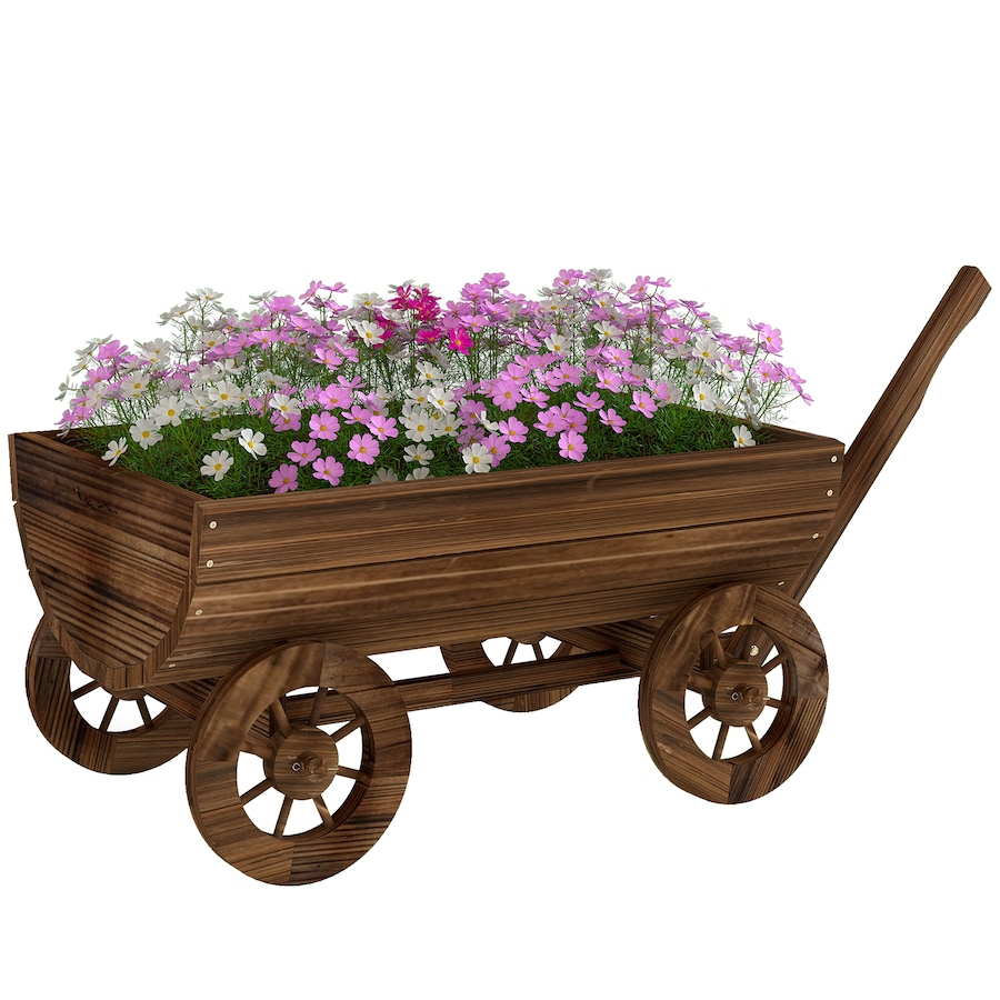 Image 938654.jpg, Product 938-654 / Price $78.99, Outsunny Wooden Wagon Planter Box, Mobile Garden Planter with 4 Wheels from Outsunny on TSC.ca's Home & Garden department