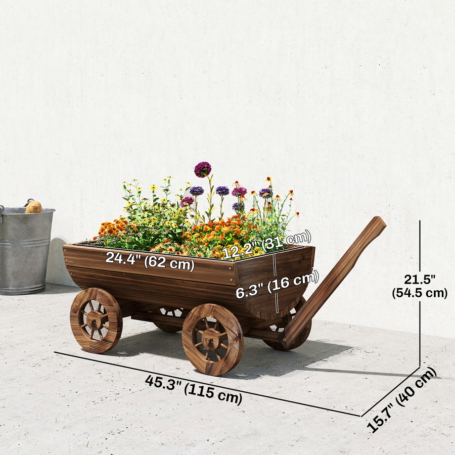 Image 938654_ALTMORE2.jpg, Product 938-654 / Price $78.99, Outsunny Wooden Wagon Planter Box, Mobile Garden Planter with 4 Wheels from Outsunny on TSC.ca's Home & Garden department