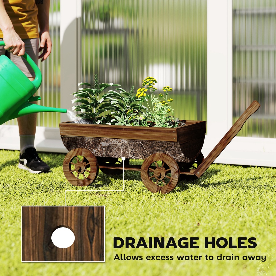 Image 938654_ALTMORE4.jpg, Product 938-654 / Price $78.99, Outsunny Wooden Wagon Planter Box, Mobile Garden Planter with 4 Wheels from Outsunny on TSC.ca's Home & Garden department