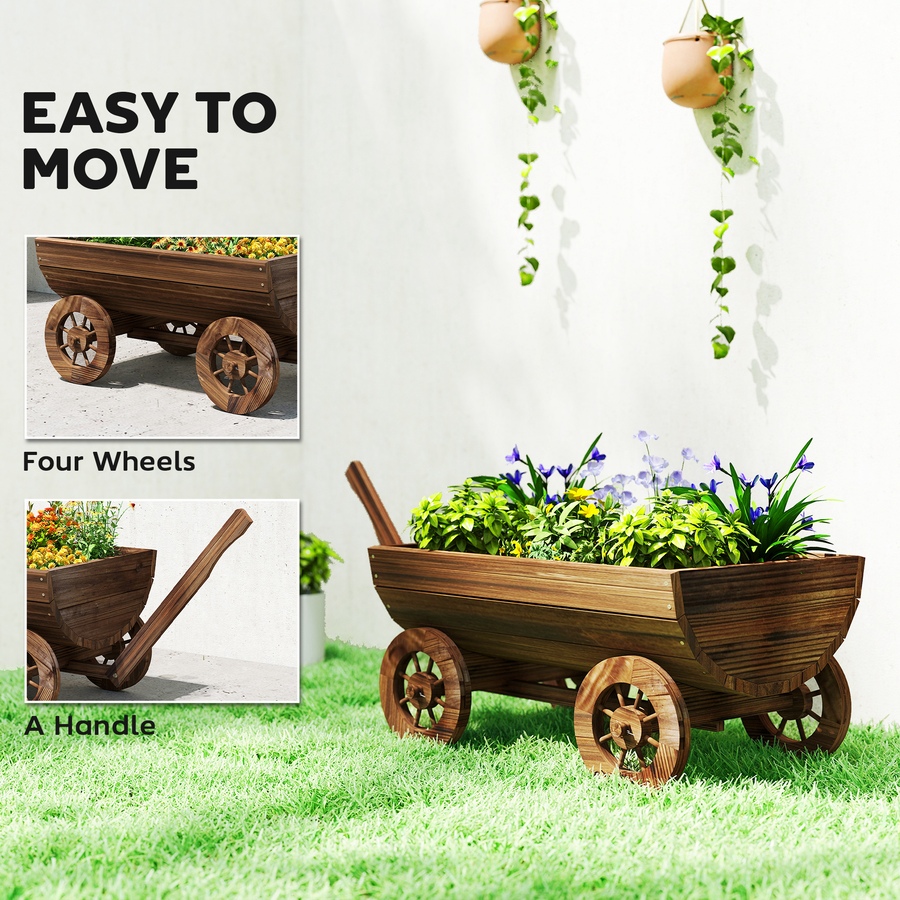 Image 938654_ALTMORE5.jpg, Product 938-654 / Price $78.99, Outsunny Wooden Wagon Planter Box, Mobile Garden Planter with 4 Wheels from Outsunny on TSC.ca's Home & Garden department