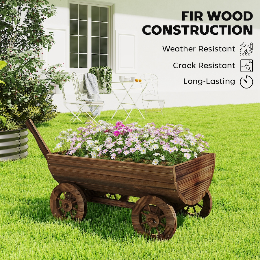 Image 938654_ALTMORE6.jpg, Product 938-654 / Price $78.99, Outsunny Wooden Wagon Planter Box, Mobile Garden Planter with 4 Wheels from Outsunny on TSC.ca's Home & Garden department