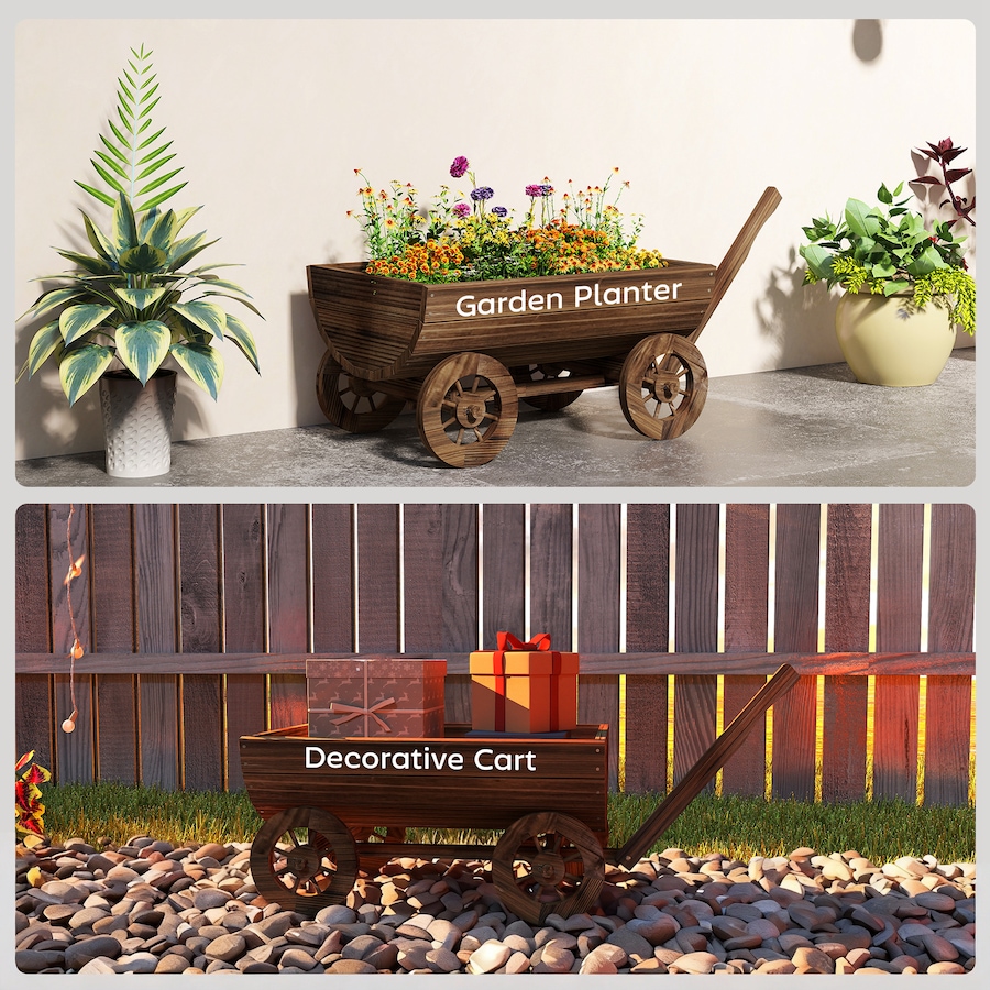 Image 938654_ALTMORE7.jpg, Product 938-654 / Price $78.99, Outsunny Wooden Wagon Planter Box, Mobile Garden Planter with 4 Wheels from Outsunny on TSC.ca's Home & Garden department