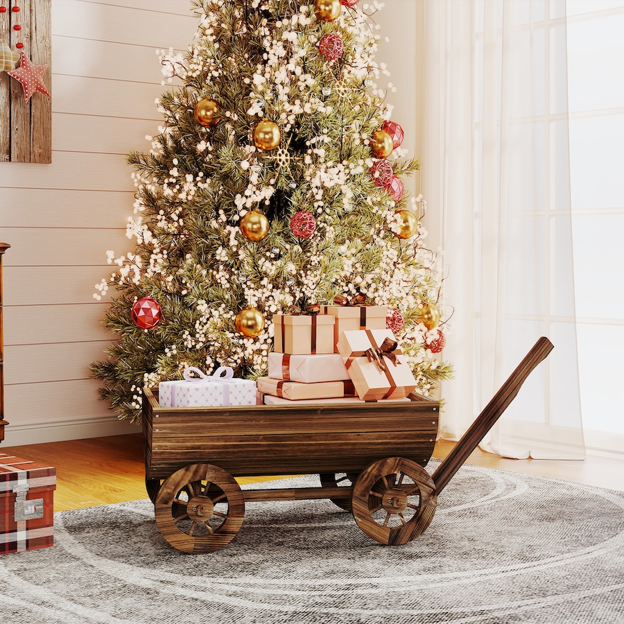 Image 938654_ALTMORE8.jpg, Product 938-654 / Price $78.99, Outsunny Wooden Wagon Planter Box, Mobile Garden Planter with 4 Wheels from Outsunny on TSC.ca's Home & Garden department