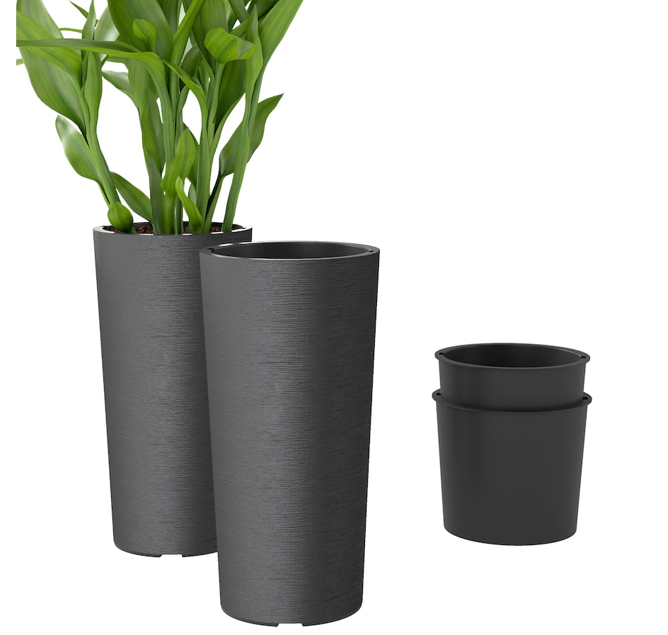 Image 938660.jpg, Product 938-660 / Price $84.99, Outsunny 24" Tall Planters Set of 2, Indoor Outdoor Flower Pots, Dark Gray from Outsunny on TSC.ca's Home & Garden department