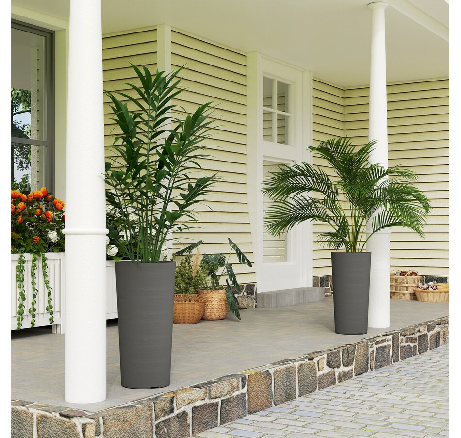 Image 938660_ALTMORE1.jpg, Product 938-660 / Price $84.99, Outsunny 24" Tall Planters Set of 2, Indoor Outdoor Flower Pots, Dark Gray from Outsunny on TSC.ca's Home & Garden department