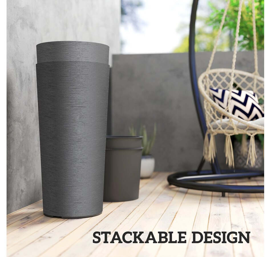 Image 938660_ALTMORE6.jpg, Product 938-660 / Price $84.99, Outsunny 24" Tall Planters Set of 2, Indoor Outdoor Flower Pots, Dark Gray from Outsunny on TSC.ca's Home & Garden department