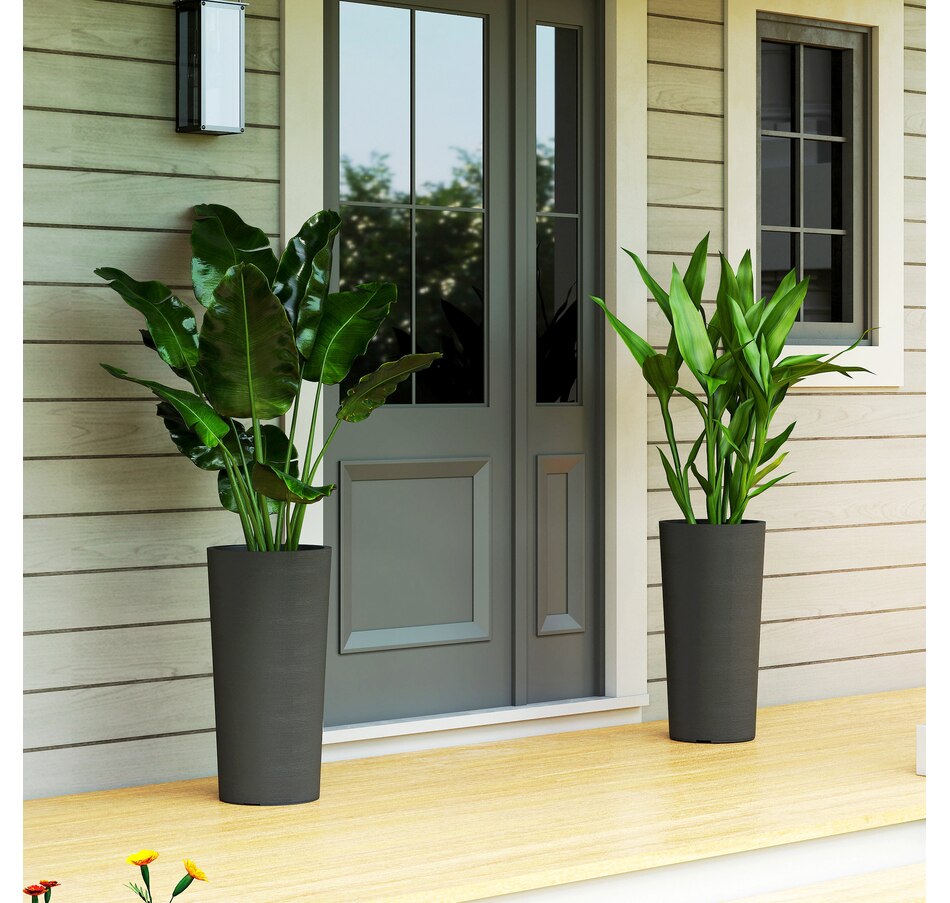 Image 938660_ALTMORE7.jpg, Product 938-660 / Price $84.99, Outsunny 24" Tall Planters Set of 2, Indoor Outdoor Flower Pots, Dark Gray from Outsunny on TSC.ca's Home & Garden department