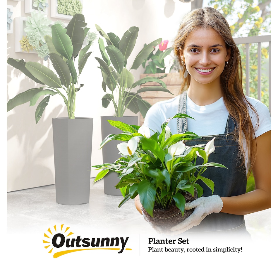 Image 938660_ALTMORE8.jpg, Product 938-660 / Price $84.99, Outsunny 24" Tall Planters Set of 2, Indoor Outdoor Flower Pots, Dark Gray from Outsunny on TSC.ca's Home & Garden department