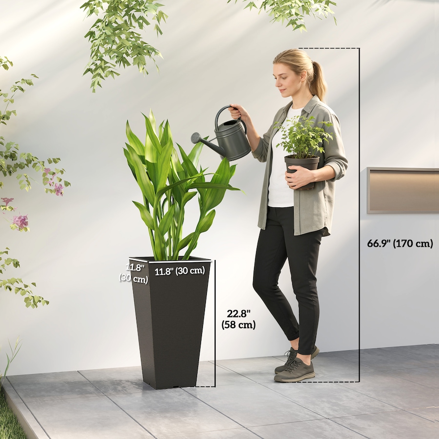 Image 938661_ALTMORE2.jpg, Product 938-661 / Price $99.99, Outsunny 23" Tall Planters Set of 2, Indoor Outdoor Taper Planters, Black from Outsunny on TSC.ca's Home & Garden department