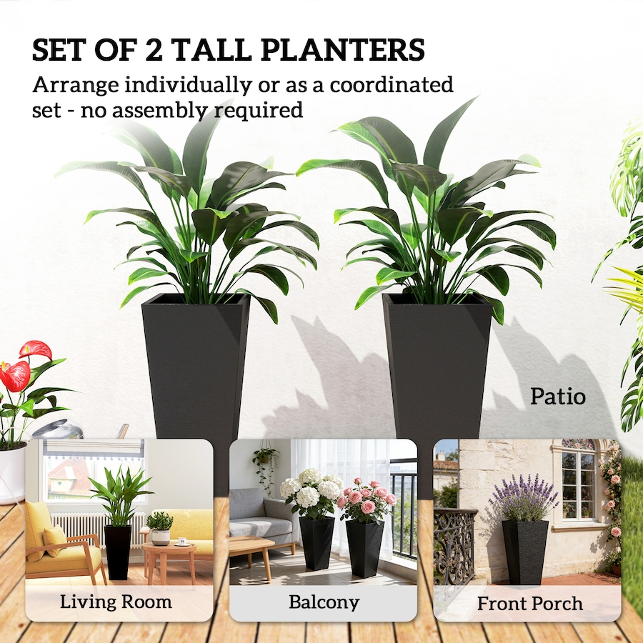 Image 938661_ALTMORE3.jpg, Product 938-661 / Price $99.99, Outsunny 23" Tall Planters Set of 2, Indoor Outdoor Taper Planters, Black from Outsunny on TSC.ca's Home & Garden department