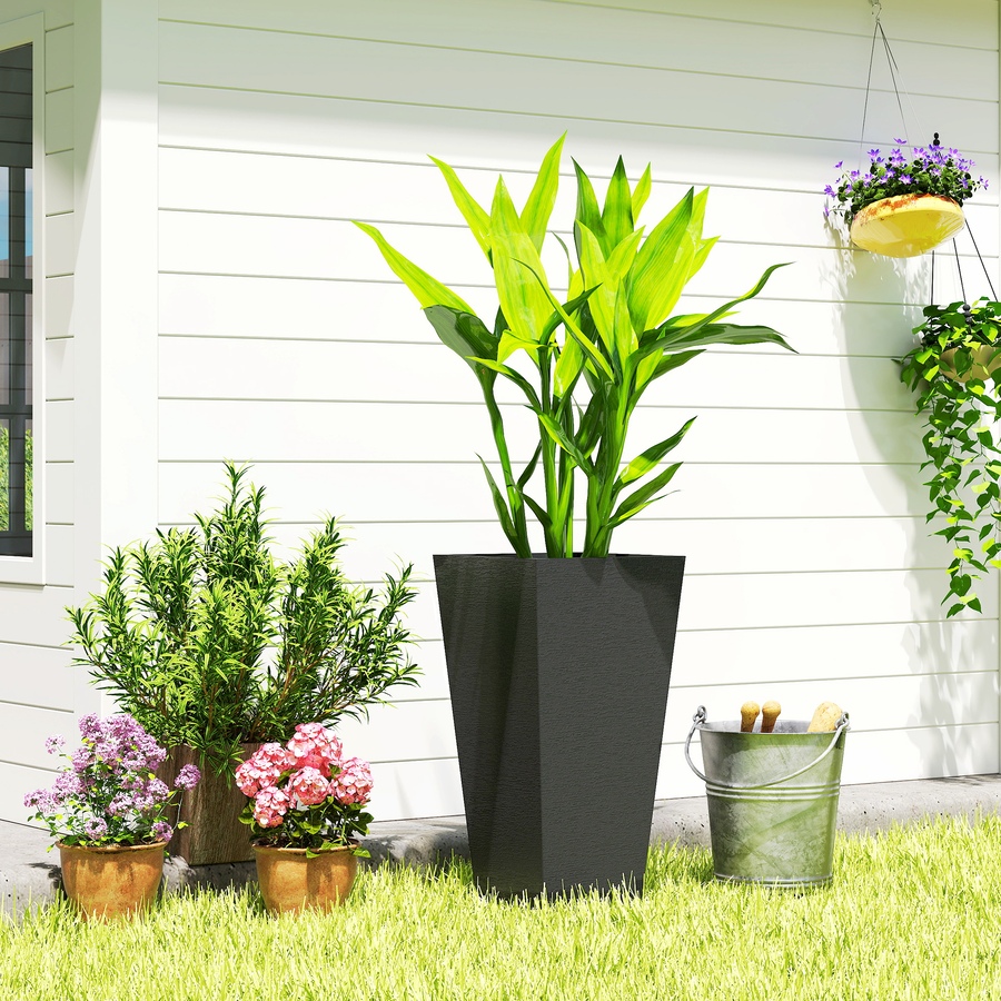 Image 938661_ALTMORE7.jpg, Product 938-661 / Price $99.99, Outsunny 23" Tall Planters Set of 2, Indoor Outdoor Taper Planters, Black from Outsunny on TSC.ca's Home & Garden department