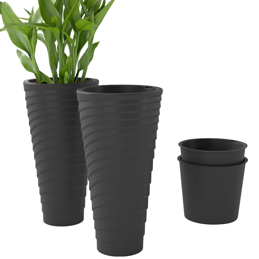 Image 938662.jpg, Product 938-662 / Price $124.99, Outsunny 29" Tall Planters Set of 2, Indoor Outdoor Taper Planters, Black from Outsunny on TSC.ca's Home & Garden department
