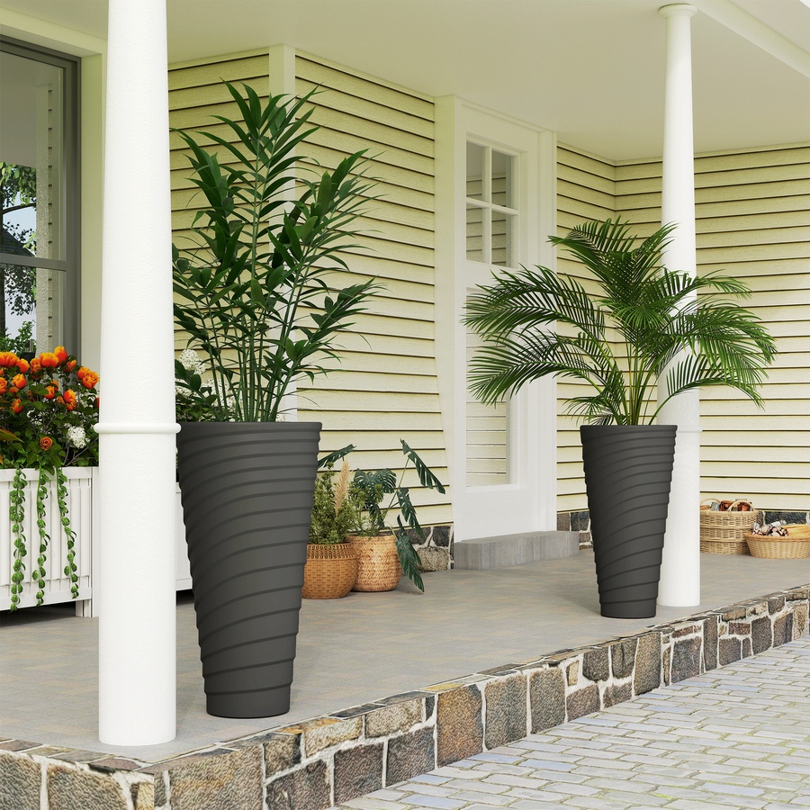 Image 938662_ALTMORE1.jpg, Product 938-662 / Price $124.99, Outsunny 29" Tall Planters Set of 2, Indoor Outdoor Taper Planters, Black from Outsunny on TSC.ca's Home & Garden department