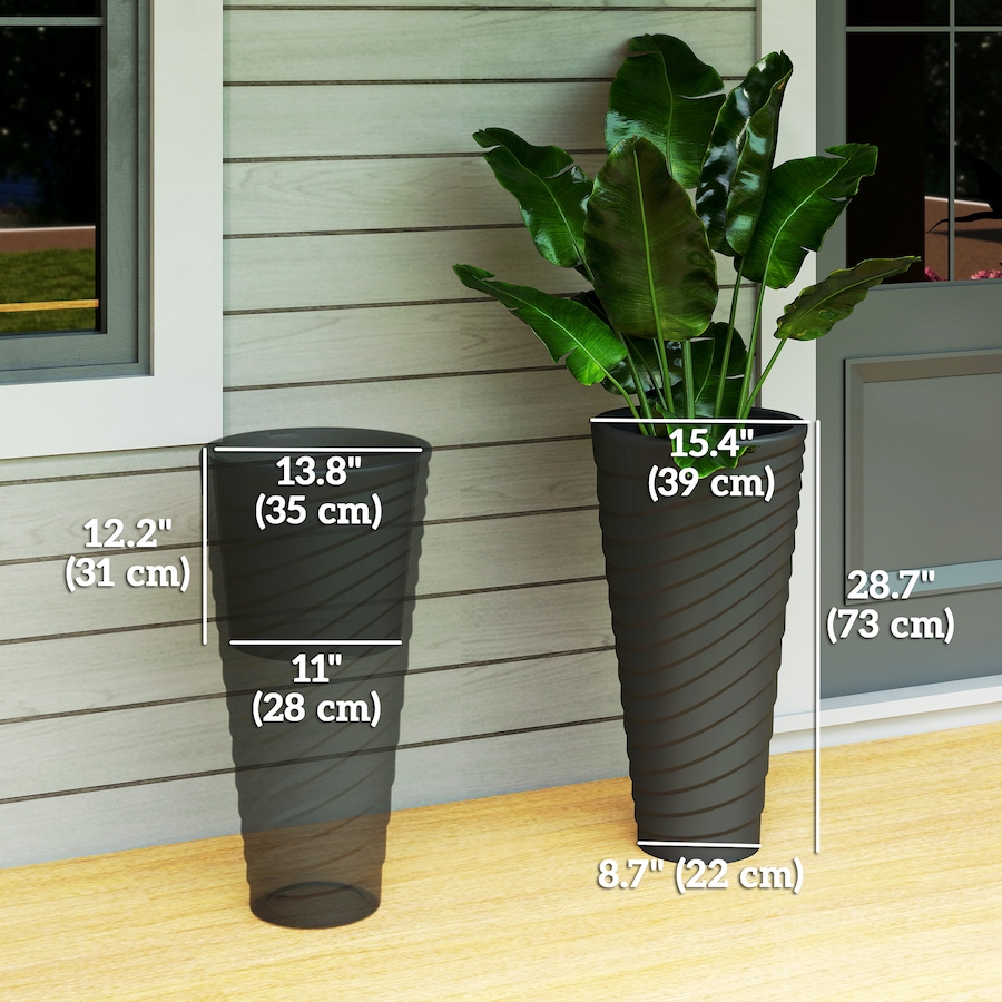 Image 938662_ALTMORE2.jpg, Product 938-662 / Price $124.99, Outsunny 29" Tall Planters Set of 2, Indoor Outdoor Taper Planters, Black from Outsunny on TSC.ca's Home & Garden department