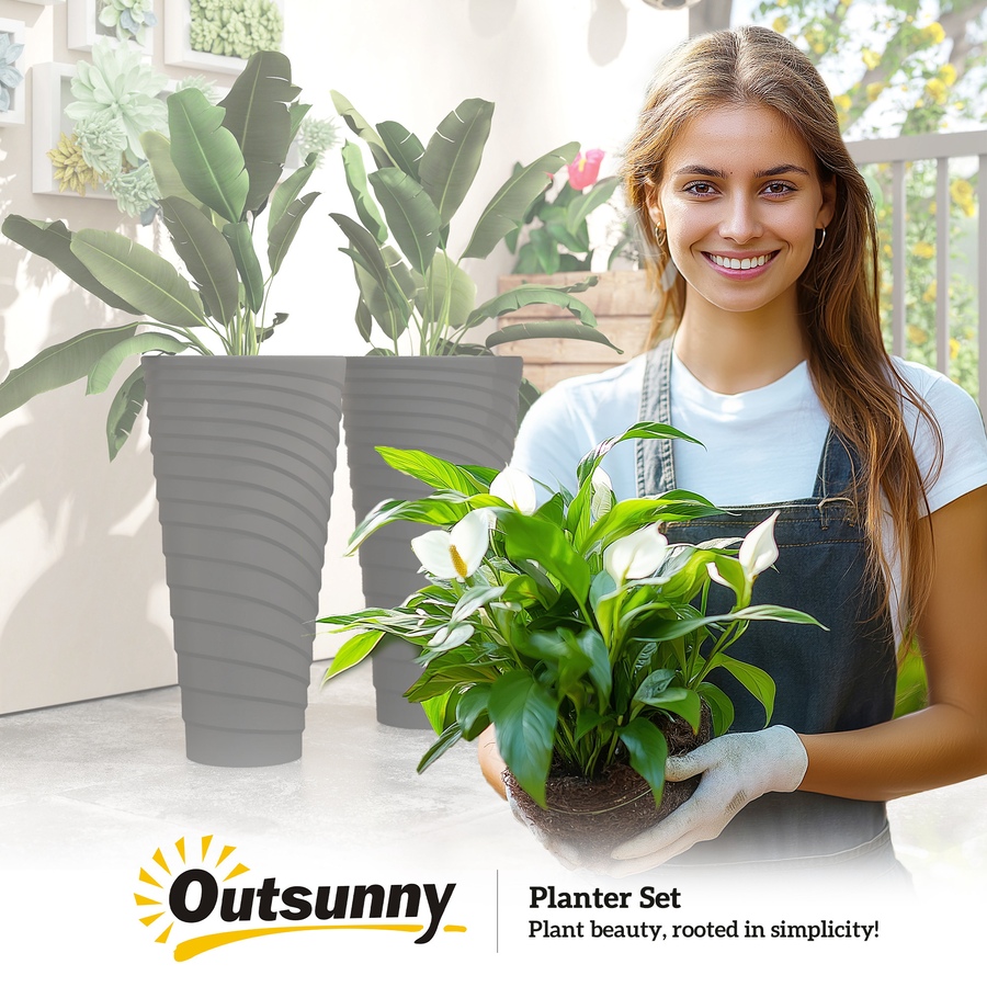 Image 938662_ALTMORE8.jpg, Product 938-662 / Price $124.99, Outsunny 29" Tall Planters Set of 2, Indoor Outdoor Taper Planters, Black from Outsunny on TSC.ca's Home & Garden department