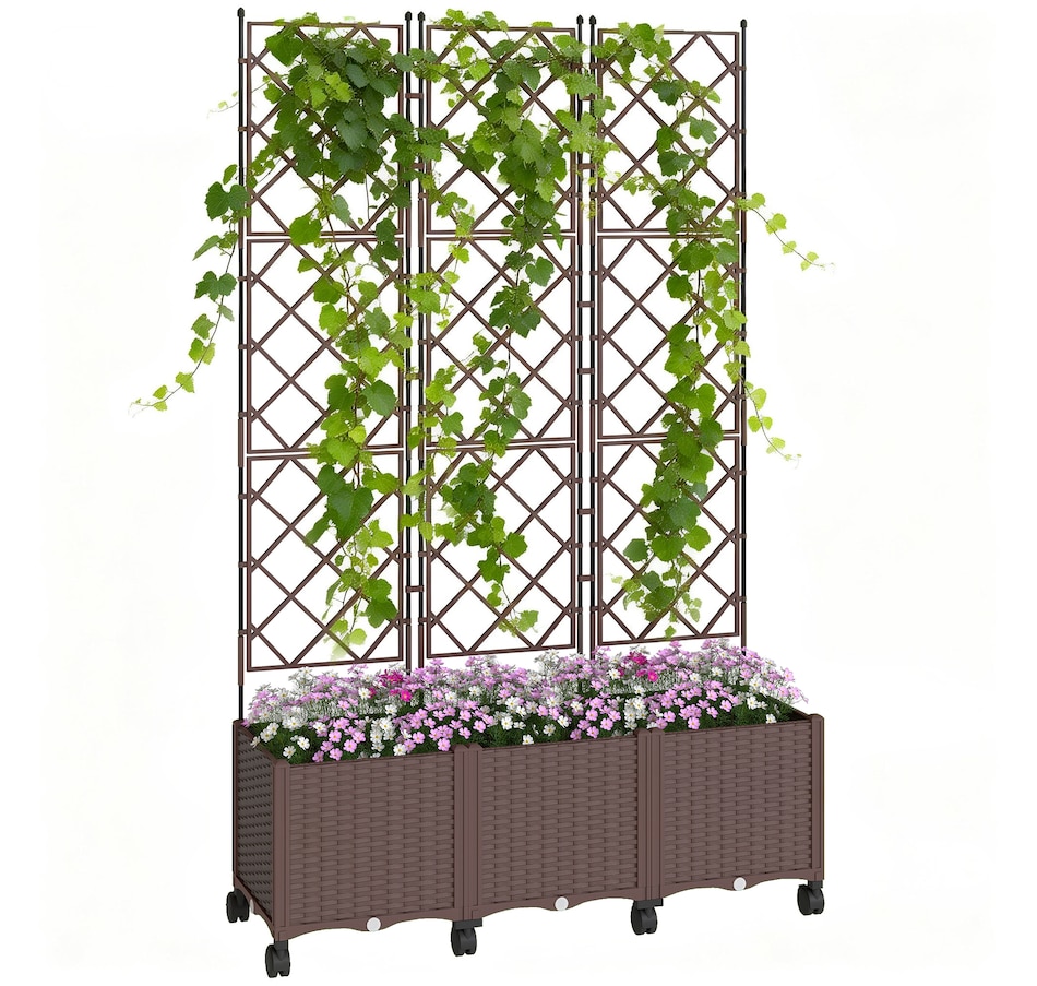 Image 938668.jpg, Product 938-668 / Price $129.99, Outsunny Plastic Raised Garden Bed with Trellis, Self Watering Planter Box from Outsunny on TSC.ca's Home & Garden department
