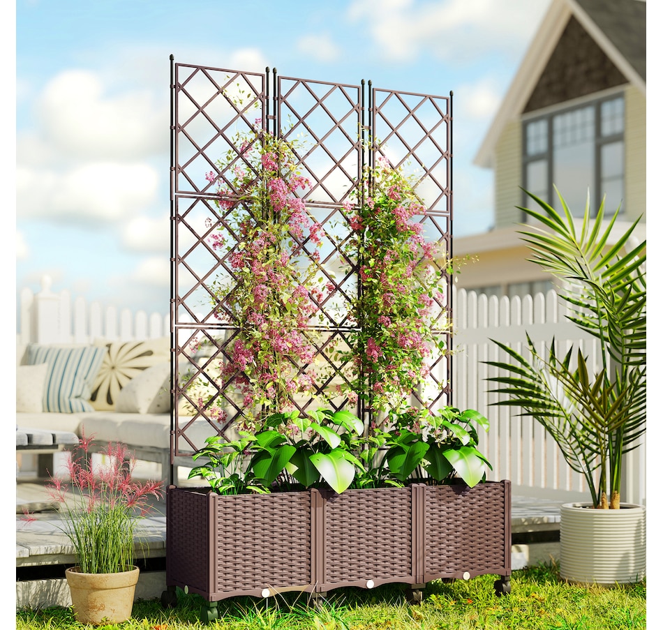 Image 938668_ALTMORE1.jpg, Product 938-668 / Price $129.99, Outsunny Plastic Raised Garden Bed with Trellis, Self Watering Planter Box from Outsunny on TSC.ca's Home & Garden department