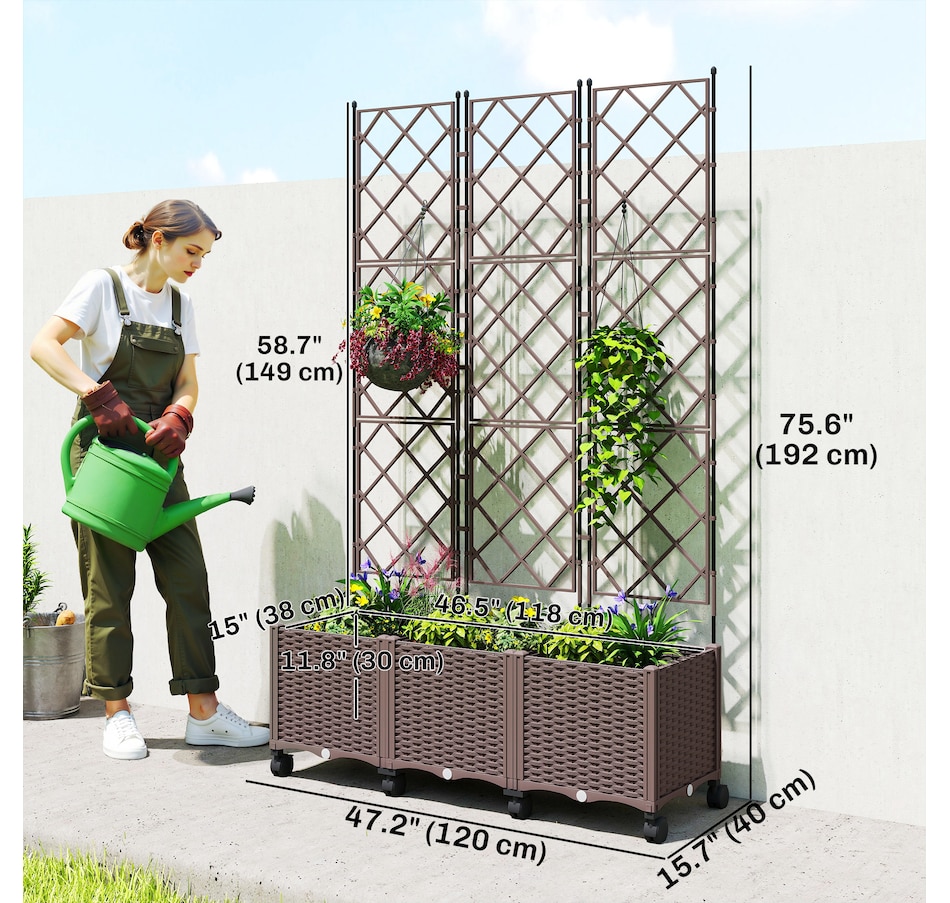 Image 938668_ALTMORE2.jpg, Product 938-668 / Price $129.99, Outsunny Plastic Raised Garden Bed with Trellis, Self Watering Planter Box from Outsunny on TSC.ca's Home & Garden department