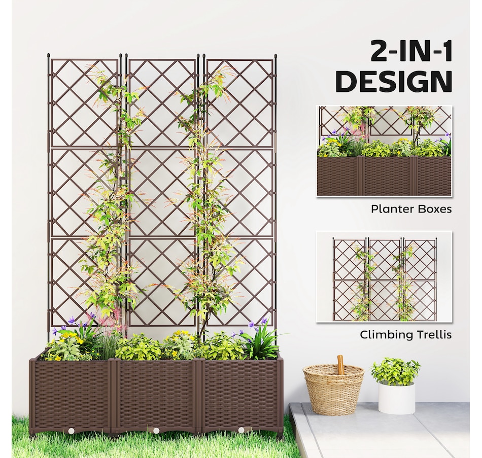 Image 938668_ALTMORE3.jpg, Product 938-668 / Price $129.99, Outsunny Plastic Raised Garden Bed with Trellis, Self Watering Planter Box from Outsunny on TSC.ca's Home & Garden department