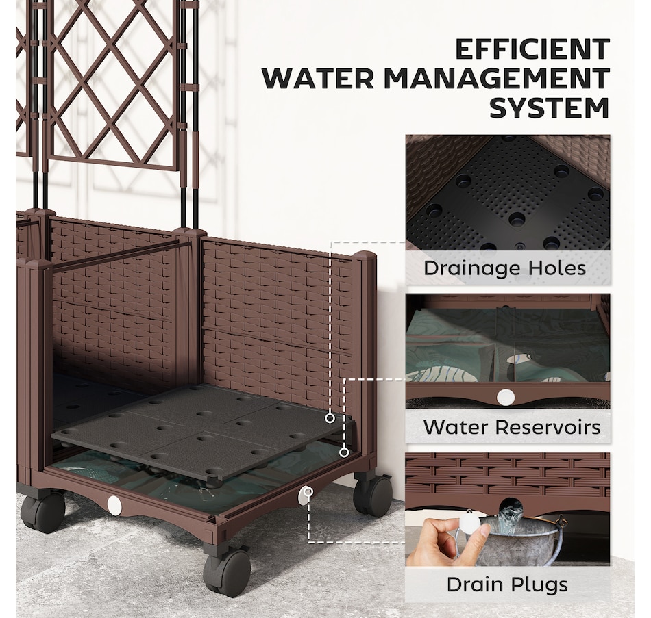 Image 938668_ALTMORE4.jpg, Product 938-668 / Price $129.99, Outsunny Plastic Raised Garden Bed with Trellis, Self Watering Planter Box from Outsunny on TSC.ca's Home & Garden department