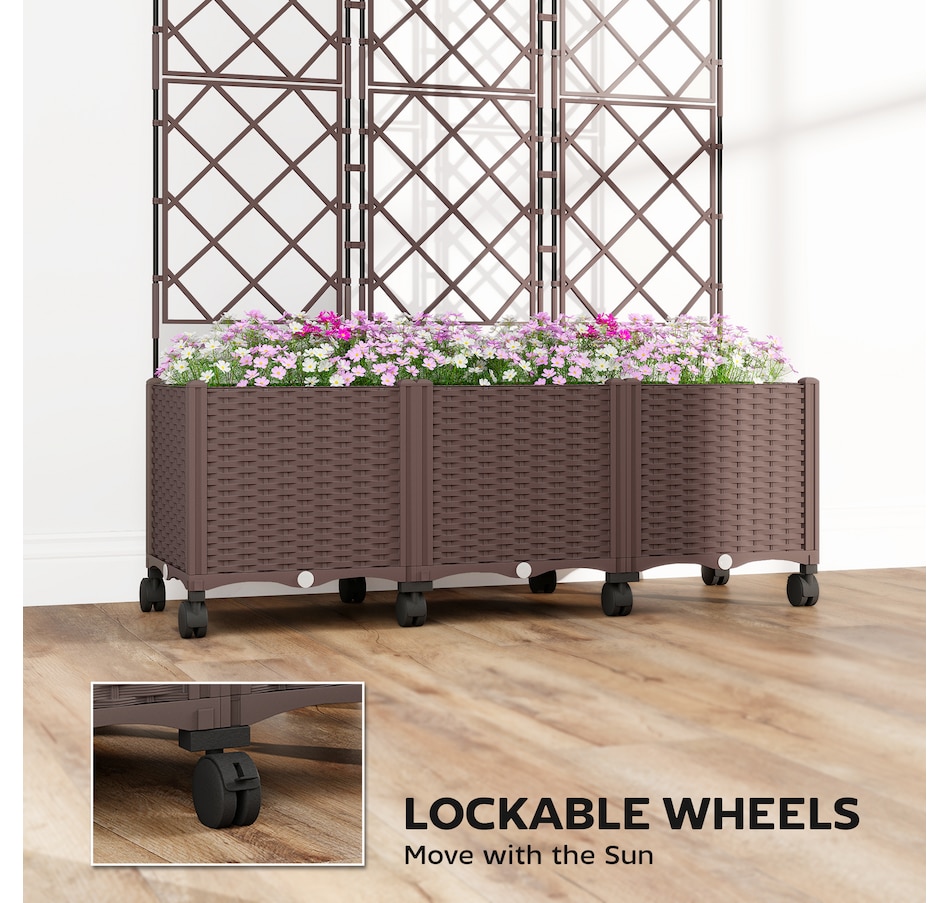 Image 938668_ALTMORE5.jpg, Product 938-668 / Price $129.99, Outsunny Plastic Raised Garden Bed with Trellis, Self Watering Planter Box from Outsunny on TSC.ca's Home & Garden department