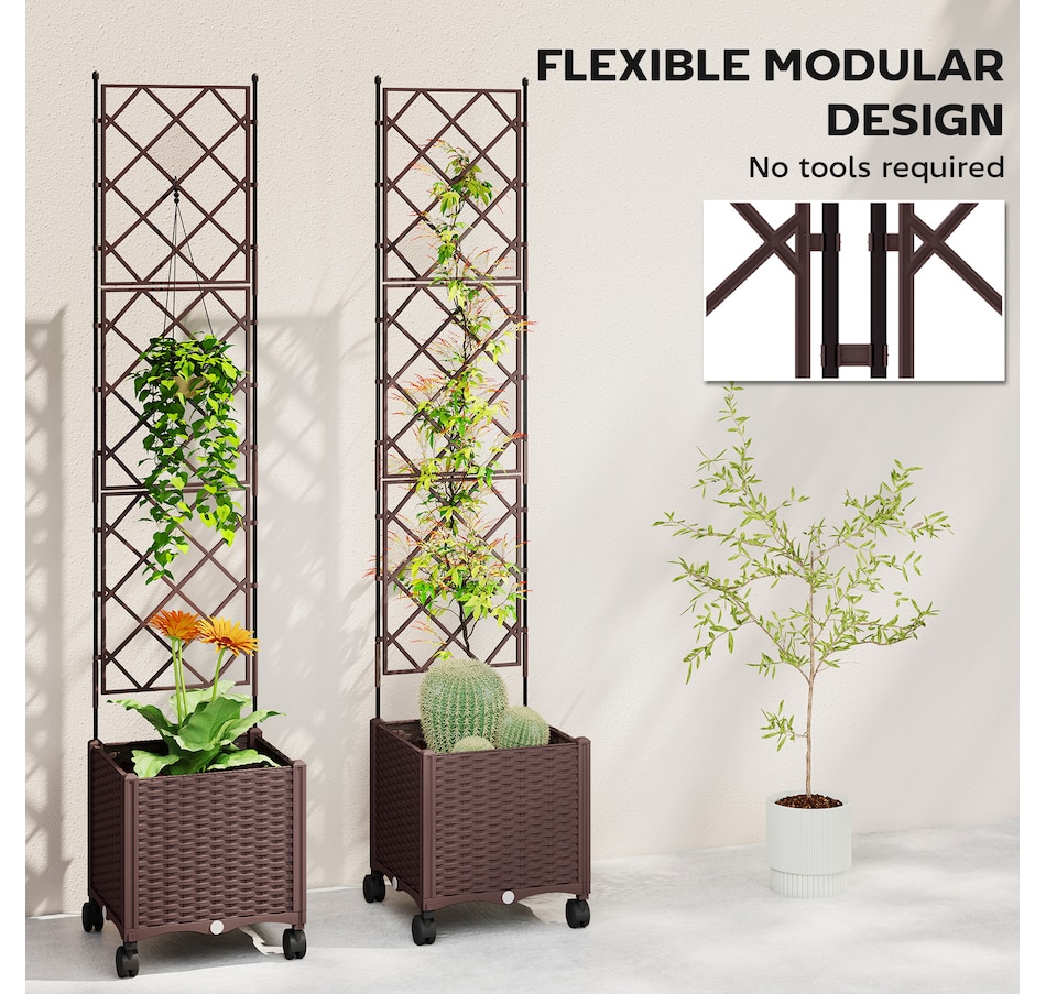 Image 938668_ALTMORE6.jpg, Product 938-668 / Price $129.99, Outsunny Plastic Raised Garden Bed with Trellis, Self Watering Planter Box from Outsunny on TSC.ca's Home & Garden department