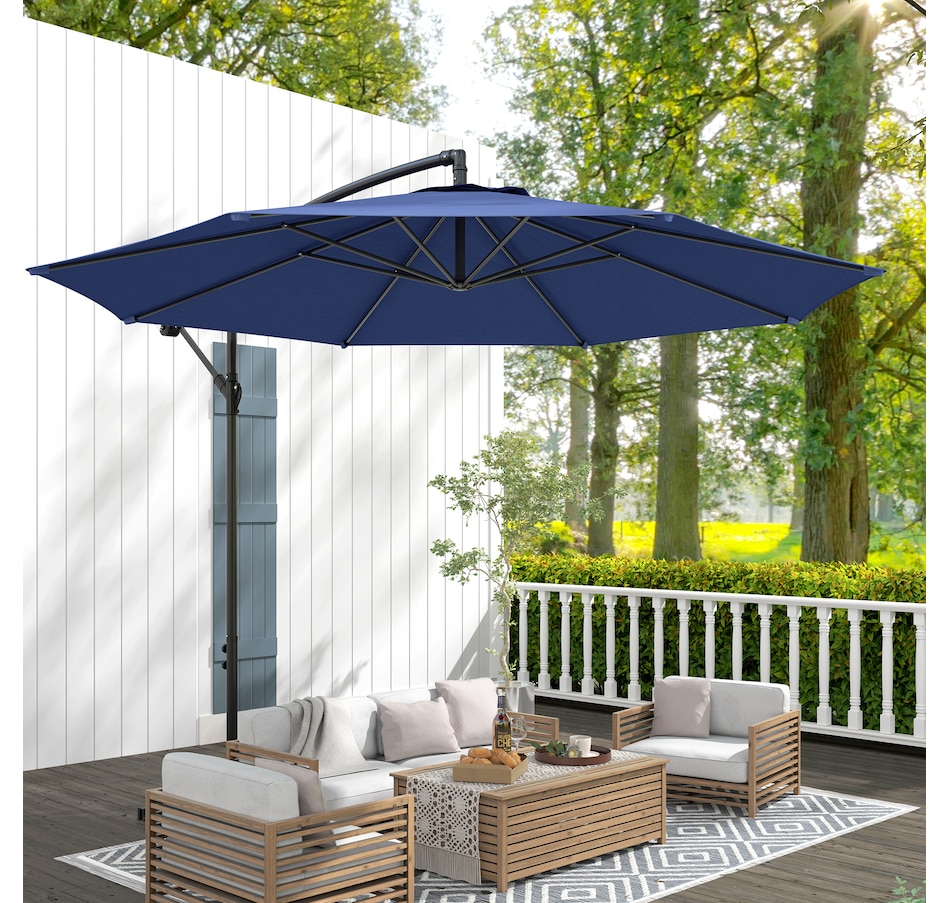 Image 938683_ALTMORE1.jpg, Product 938-683 / Price $109.99, Outsunny 9.7ft Offset Patio Umbrella, Hanging Cantilever Parasol w/ Base from Outsunny on TSC.ca's Home & Garden department