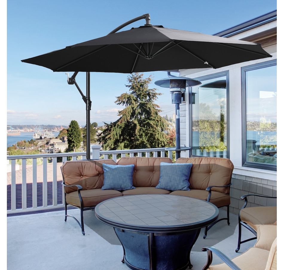 Image 938683_ALTMORE10.jpg, Product 938-683 / Price $109.99, Outsunny 9.7ft Offset Patio Umbrella, Hanging Cantilever Parasol w/ Base from Outsunny on TSC.ca's Home & Garden department