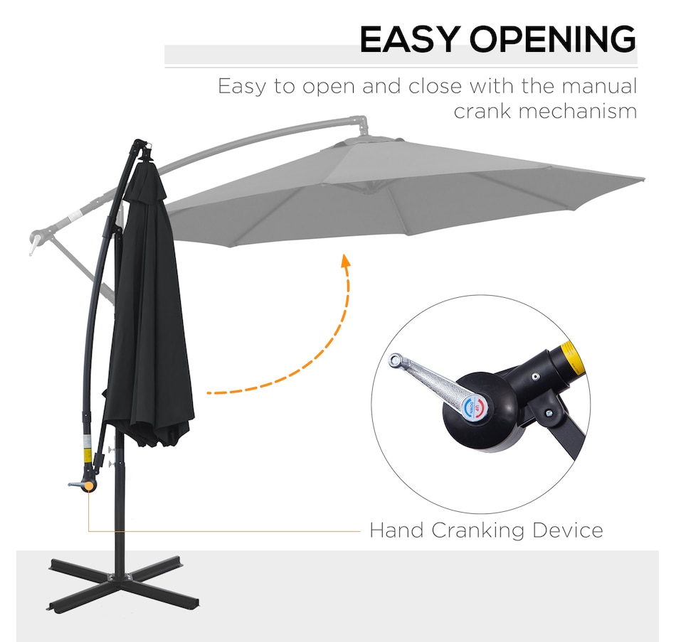 Image 938683_ALTMORE12.jpg, Product 938-683 / Price $109.99, Outsunny 9.7ft Offset Patio Umbrella, Hanging Cantilever Parasol w/ Base from Outsunny on TSC.ca's Home & Garden department