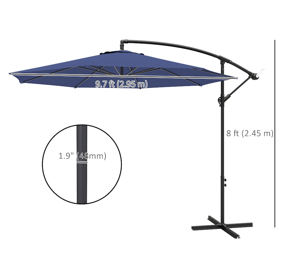 Image 938683_ALTMORE2.jpg, Product 938-683 / Price $109.99, Outsunny 9.7ft Offset Patio Umbrella, Hanging Cantilever Parasol w/ Base from Outsunny on TSC.ca's Home & Garden department