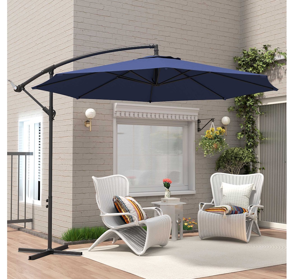 Image 938683_ALTMORE7.jpg, Product 938-683 / Price $109.99, Outsunny 9.7ft Offset Patio Umbrella, Hanging Cantilever Parasol w/ Base from Outsunny on TSC.ca's Home & Garden department