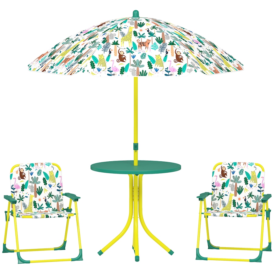 Image 938689.jpg, Product 938-689 / Price $55.99, Qaba Kids Picnic Table with 2 Folding Chairs and Umbrella, Green from Qaba on TSC.ca's Home & Garden department