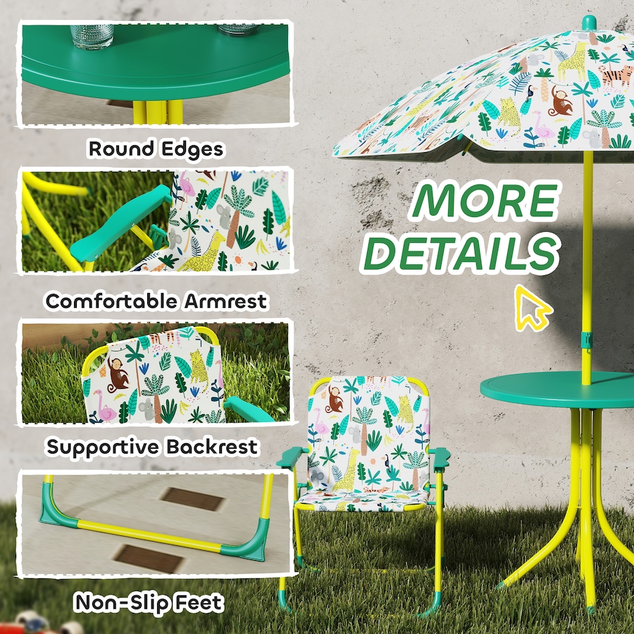 Image 938689_ALTMORE5.jpg, Product 938-689 / Price $55.99, Qaba Kids Picnic Table with 2 Folding Chairs and Umbrella, Green from Qaba on TSC.ca's Home & Garden department