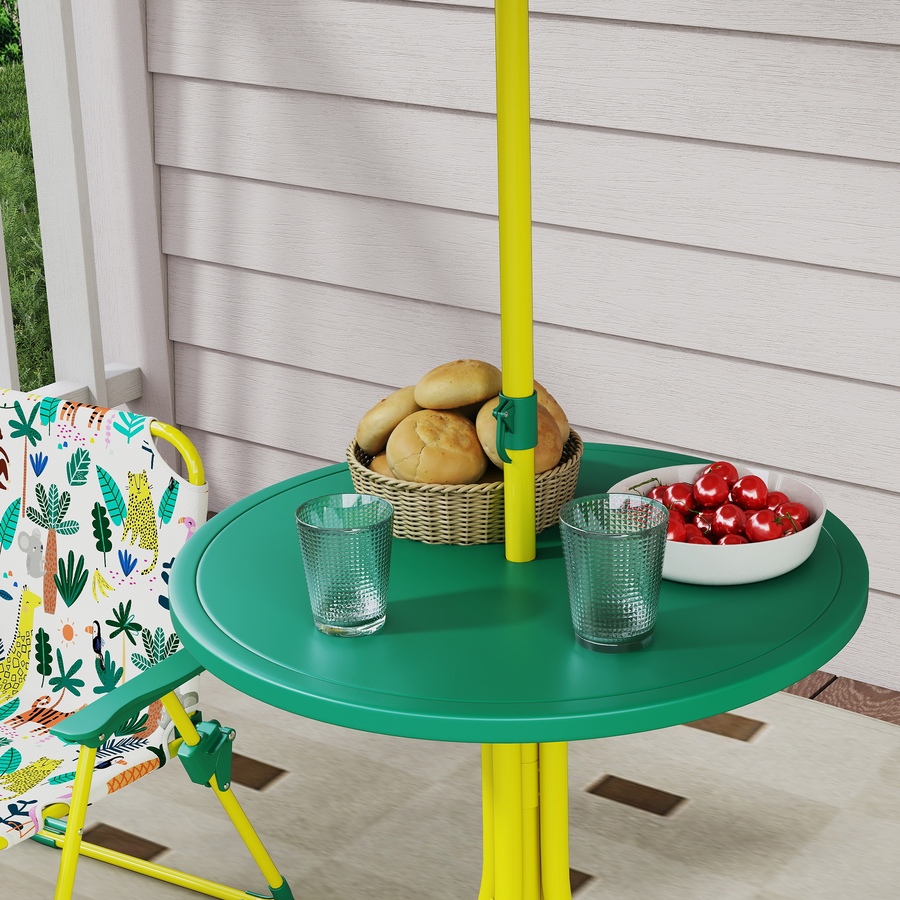 Image 938689_ALTMORE7.jpg, Product 938-689 / Price $55.99, Qaba Kids Picnic Table with 2 Folding Chairs and Umbrella, Green from Qaba on TSC.ca's Home & Garden department