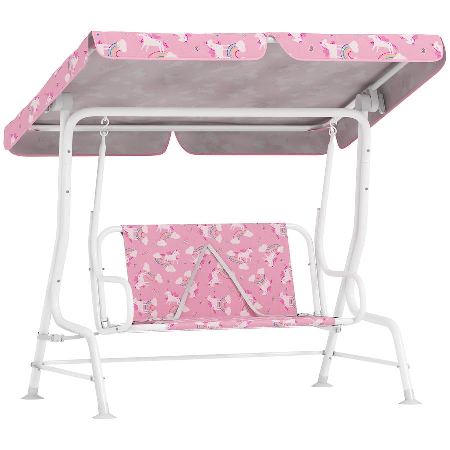 Image 938692.jpg, Product 938-692 / Price $82.99, Qaba Kids Porch Swing with 2-Seater, Safety Belts, Adjustable Canopy, Pink from Qaba on TSC.ca's Home & Garden department