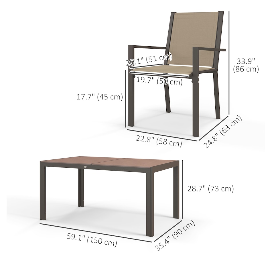 Image 938700_ALTMORE11.jpg, Product 938-700 / Price $439.99, Outsunny 7 Piece Outdoor Dining Set with Table and 6 Stackable Chairs from Outsunny on TSC.ca's Home & Garden department