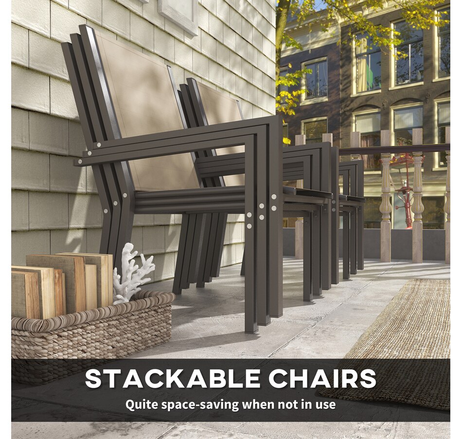 Image 938700_ALTMORE12.jpg, Product 938-700 / Price $439.99, Outsunny 7 Piece Outdoor Dining Set with Table and 6 Stackable Chairs from Outsunny on TSC.ca's Home & Garden department