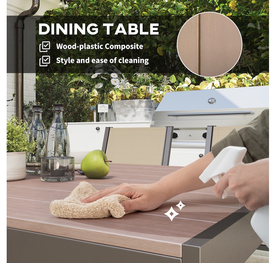 Image 938700_ALTMORE13.jpg, Product 938-700 / Price $439.99, Outsunny 7 Piece Outdoor Dining Set with Table and 6 Stackable Chairs from Outsunny on TSC.ca's Home & Garden department