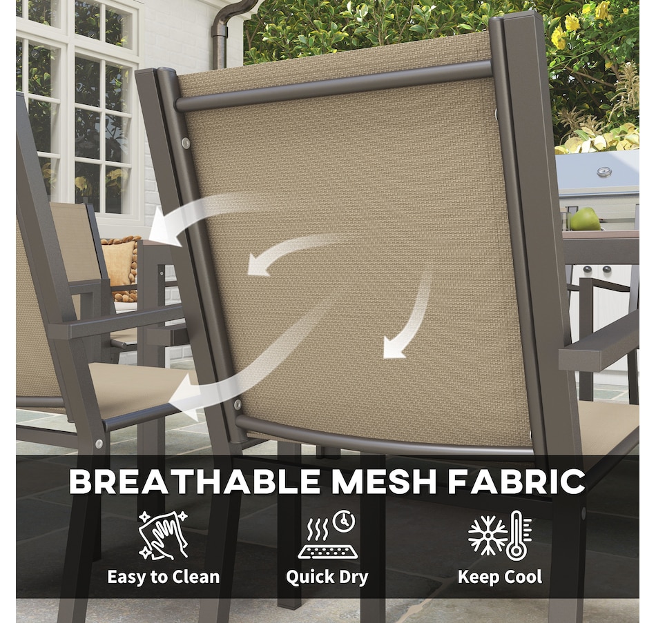 Image 938700_ALTMORE14.jpg, Product 938-700 / Price $439.99, Outsunny 7 Piece Outdoor Dining Set with Table and 6 Stackable Chairs from Outsunny on TSC.ca's Home & Garden department