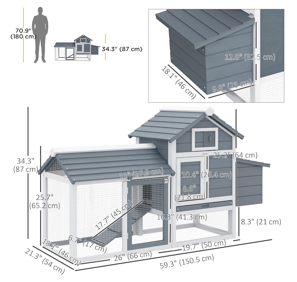 Image 938702_ALTMORE2.jpg, Product 938-702 / Price $199.99, PawHut 60" Small Wooden Chicken Coop with Removable Tray, White from PawHut on TSC.ca's Home & Garden department