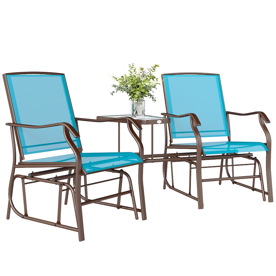 Image 938705.jpg, Product 938-705 / Price $219.99, Outsunny Double Patio Glider Chair with Glass Top Center Table, Blue from Outsunny on TSC.ca's Home & Garden department