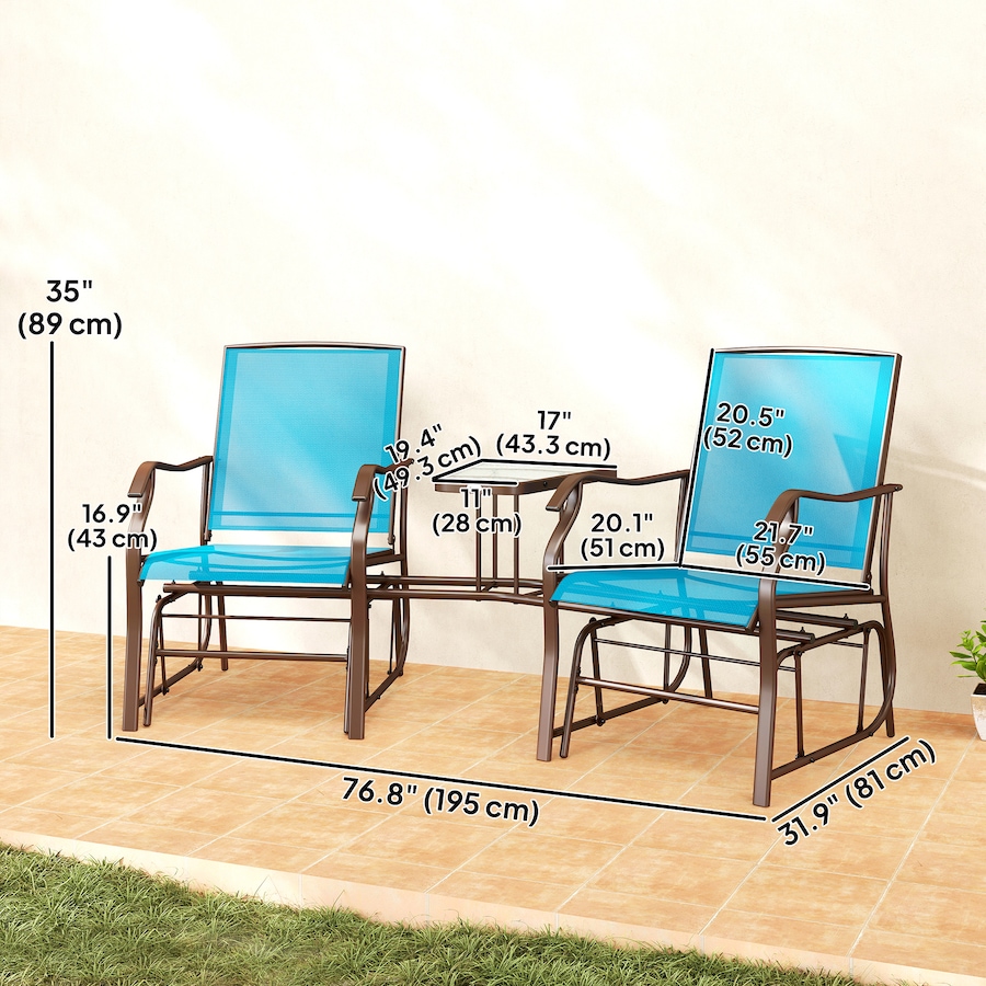 Image 938705_ALTMORE2.jpg, Product 938-705 / Price $219.99, Outsunny Double Patio Glider Chair with Glass Top Center Table, Blue from Outsunny on TSC.ca's Home & Garden department