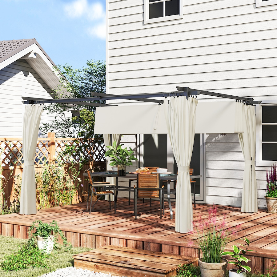 Image 938713_ALTMORE1.jpg, Product 938-713 / Price $459.99, Outsunny 10' x 13' Outdoo Pergola with Retractable Canopy and Curtains from Outsunny on TSC.ca's Home & Garden department