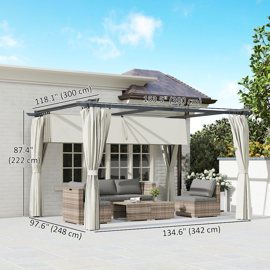 Image 938713_ALTMORE2.jpg, Product 938-713 / Price $459.99, Outsunny 10' x 13' Outdoo Pergola with Retractable Canopy and Curtains from Outsunny on TSC.ca's Home & Garden department