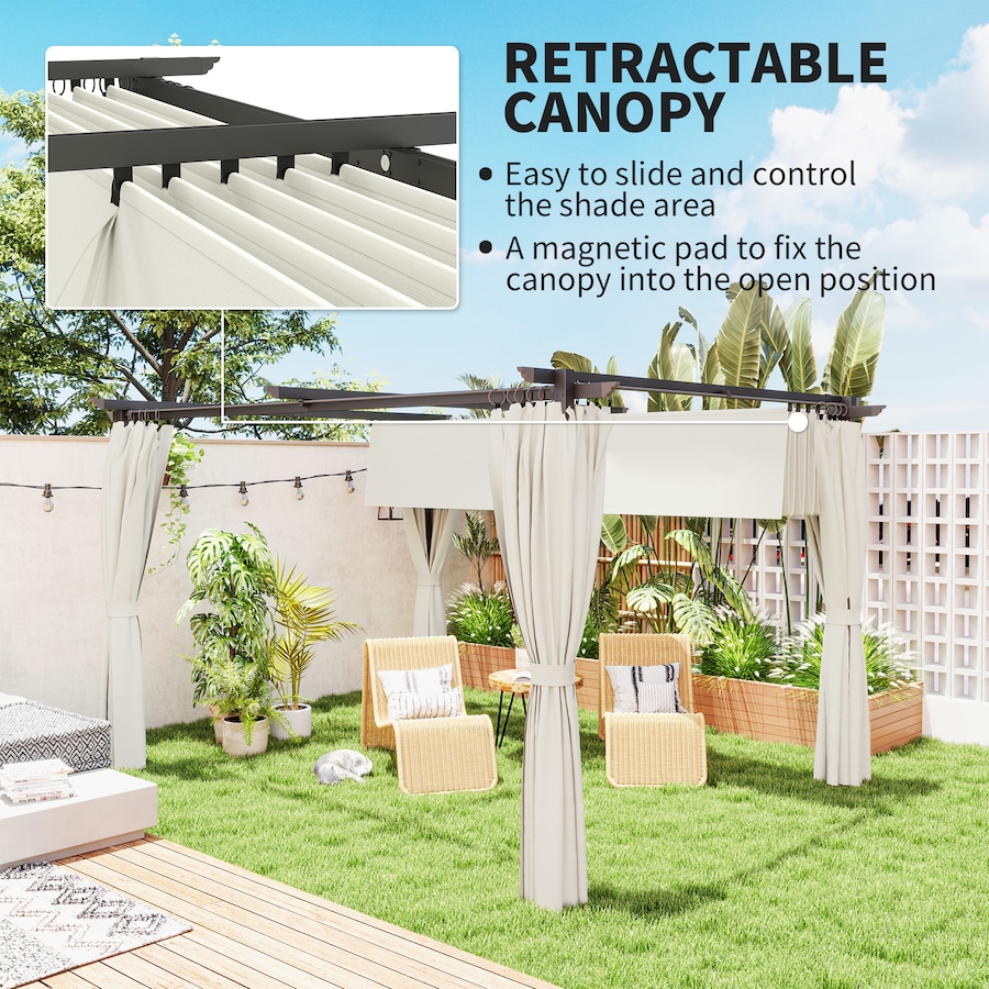 Image 938713_ALTMORE3.jpg, Product 938-713 / Price $459.99, Outsunny 10' x 13' Outdoo Pergola with Retractable Canopy and Curtains from Outsunny on TSC.ca's Home & Garden department